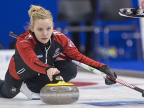 Allison Flaxey's Ontario rink stunned Alberta's Val Sweeting at the Scotties Tournament of Hearts in Montreal on Wednesday. (Joel Lemay/QMI Agency)