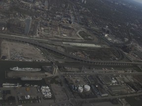 Aerial photo of the eastern end of the Gardiner Expressway Tuesday February 5, 2013. (Jack Boland/Toronto Sun)