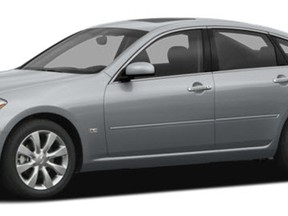 The stolen vehicle is a 2006 silver Infinity M35, four-door with a broken passenger window and a missing front grill. Its Manitoba licence number is GVJ 174.