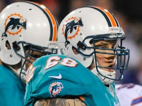 Miami Dolphins guard Richie Incognito (68) pauses between plays during the second quarter against the Buffalo Bills in Orchard Park, N.Y. in this file photo taken November 15, 2012. (REUTERS/Doug Benz/Files)