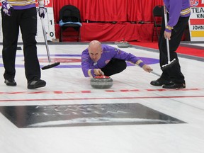 Kevin Koe fell 12-6 to Wade White in his first game but rebounded with an 8-2 win over Lloyd Hill Thursday afternoon. (Brice Roy, QMI Agency)