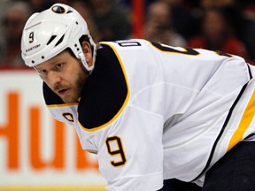 Buffalo Sabres captain Steve Ott awaits a face-off in the first period during NHL action against the Ottawa Senators' in Ottawa, Ont. on Thursday February 6, 2014. Darren Brown/Ottawa Sun/QMI Agency