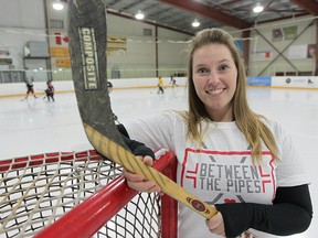 Sarah Tone has organized the "Between the Pipes" sponge hockey tournament to raise funds for the Heart and Stroke Foundation. (Brian Donogh/Winnipeg Sun)