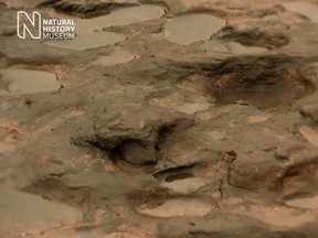British researchers have discovered the oldest footprints outside of Africa. (YouTube screengrab)