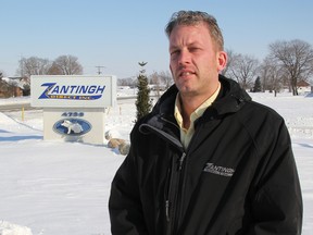 Brad Zantingh of Zantingh Direct Inc. stands on the Wyoming hog business' property. It's been linked to the deadly piglet Porcine Epidemic Diarrhea (PED) virus. (TYLER KULA, The Observer)