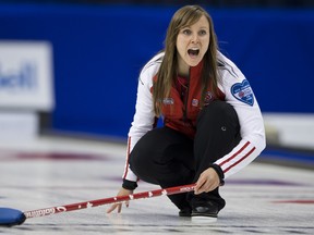 Rachel Homan, skip for team Canada, during the Scotties Tournament of hearts curling event held at the Maurice-Richard arena in Montréal, Québec, Canada, on February 7 2014. (Joel Lemay/QMI Agency)