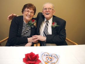 Albert and Mae Hixt celebrate their 75th anniversary in Calgary, Alta., on Sunday February 9, 2014. Mike Drew/Calgary Sun/QMI Agency