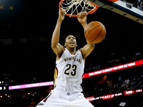 New Orleans Pelicans power forward Anthony Davis (23) dunks during a game against the Los Angeles Lakers at New Orleans Arena on Nov. 8, 2013. The Pelicans defeated the Lakers 96-85. (DERICK E. HINGLE/USA TODAY Sports)
