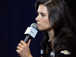 Danica Patrick speaks with the media during the NASCAR Sprint Media Tour at Charlotte Convention Center on January 27, 2014 in Charlotte, N.C. (Jared C. Tilton/Getty Images/AFP)
