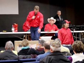 The team from Sekura Auctions once again took the helm at the Beehive Support Services Charity Auction held on Feb. 8 at the Life Church, taking bids on the donated items to raise money for the local organization.