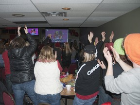 Family, friends and supporters of Huntsville, Ont.'s Dara Howell gathered at the Muskoka Ski Club to cheer on the hometown hero early Tuesday morning. (CHRIS OCCHIUZZI/QMI Agency)