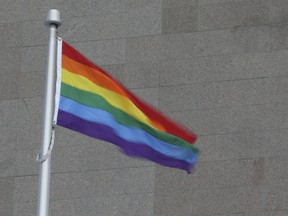 Pride flag flies at Toronto City Hall Friday February 7, 2014. (Veronica Henri/Toronto Sun)