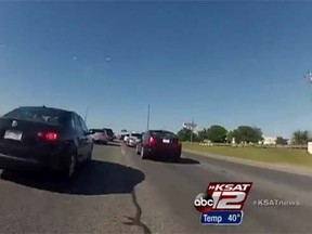 A biker posted a video of himself on Facebook racing through traffic in San Antonio, Texas at speeds of 160 kph. (ksat.com)