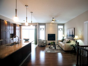 The Loire bungalow model sits on 1,465 square feet of space. The great room and kitchen sit at the back of the house.