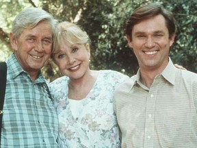 (L-R) Ralph Waite, Michael Learned and Richard Thomas on the set of The Waltons reunion. Waite died at the age of 85 on Feb. 13, 2014. (Handout)