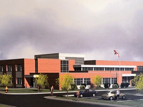 A TVDSB conceptual design, created by Dickson Partnership Incorporated Architects, for a proposed new Tillsonburg public school.