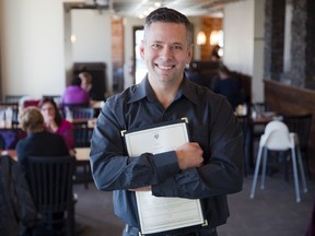 Peter Thiessen is manager of The Central restaurant in Aylmer. The eatery offers a 10% discount to patrons who don’t use their cellphones while dining. (DEREK RUTTAN, The London Free Press)