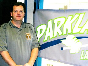 Norm Shaw with the Parkland Posse’s new junior B lacrosse team’s logo and colours. - Gord Montgomery, Reporter/Examiner