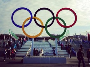 Michael Yun, 23, the Kincardine-raised son of Richard and Karen Yun, is working as a volunteer press assistant in Sochi, helping coordinate between the press and the Olympic athletes. PICTURED: The Olympic rings at the Olympic Park train station. (SUBMITTED/MICHAEL YUN)