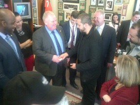 Mayor Rob Ford tweeted out this photo of magician David Blaine in his office on Friday.