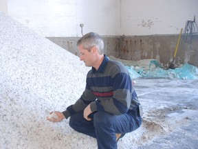 Wes Elgin Roads Superintendent checks the municipality's inventory of road salt. There is  more than enough for the rest of this winter.
