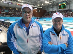 Manitoba ice-makers Eric Montford and Hans Wuthrich are in charge of the Olympic curling venue in Sochi. (Al Charest, QMI Agency).