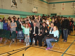 George VanderBurg, Whitecourt - Ste. Anne MLA, Judy Muir, Northern Gateway School Division board chair and Kevin Andrea, Northern Gateway School Division superintendent were on hand for the province’s announcement on Jan. 30 that Onoway will be receiving a new high school facility.
Submitted