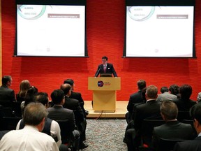 Gary Mar, head of the Alberta Office in Hong Kong, speaks at the Alberta Investment Seminar in Hong Kong, May 16, 2013. Hosted in partnership with Agriculture Financial Services Corporation and Calgary Economic Development, over 200 Chinese investors interested in Alberta agriculture, energy, real estate and medical devices, participated in seminars and meetings in Hong Kong and Guangzhou. Photo Supplied