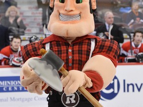 The RedBlacks introduced their mascot at the 67's game Monday. Some say he looks like Big Joe Mufferaw. Matthew Usherwood/Ottawa Sun