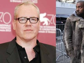 Bret Easton Ellis (L) can’t talk about it, but he can confirm he’s writing a screenplay for Kanye West (R).

WENN