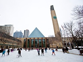 People skate during the Sunday Swing 'n Skate at City Hall in Edmonton, Alta., on Sunday, Feb. 16, 2014. Codie McLachlan/Edmonton Sun/QMI Agency
