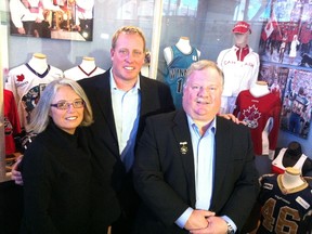 (Left to right) Chris Scalena (nee Pidzarko), Steve Gould and Mitch Tarapasky are three of the 2014 inductees into the Manitoba Curling Hall of Fame, it was announced Tuesday, February 18, 2014.
KIRK PENTON/Winnipeg Sun/QMI Agency