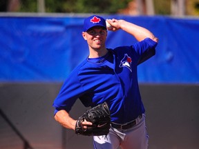 Blue Jays starting pitcher J.A. Happ throws in Dunedin on Tuesday. (David Manning-USA TODAY Sports)