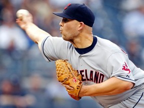 Cleveland Indians starter Justin Masterson pitches against the New York Yankees during their American League game at Yankee Stadium in New York, June 3, 2013. (REUTERS/Adam Hunger)