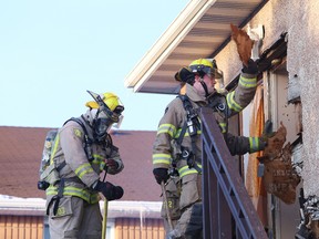 Damage is estimated at $50,000 in a roof fire at a Regent Street housing complex Tuesday afternoon. Gino Donato/The Sudbury Star
