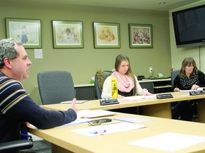 The Kenora Catholic District School Board’s manager of Operational Services, Andrew Poirier, gives his report on  efforts to cut down on energy resumption at the school board’s meeting on Tuesday, Feb. 18.