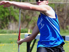 Parkside's Noah Rolph launches a javelin in this file photo. Rolph was one of two St. Thomas athletes who recently won provincial medals in track and field.