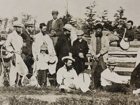 Field Day on July 8, 1868, hosted by the London Branch of the Entomological Society of Canada.  Nature London traces its roots to the founding of the London Branch in 1864.  The child standing in the centre of the front row is six-year-old W.E. Saunders, who became a prominent figure in the study of natural history in London and across the continent.  Standing behind W.E. is his father, William Saunders, one of the co-founders of the Entomological Society.  In 1886, the elder Saunders moved to Ottawa to become the first Director of the Dominion Experimental Farm in Ottawa.