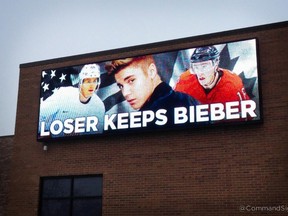 A Chicago-based company created this billboard in anticipation of Friday's Olympic semifinal hockey game between Canada and the U.S. (@CommandSign)
