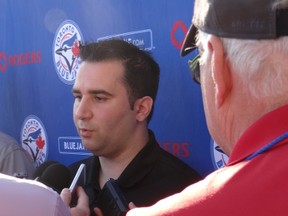 Blue Jays GM Alex Anthopoulos meets with the media in Dunedin on Thursday. (EDDIE MICHELS/PHOTO)