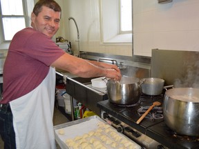 Jim Moodie/The Sudbury Star
Bill Wasylvervega boils perogies at the Ukrainian National Federation hall on Thursday. The volunteer was born in the Ukraine and visits his homeland every couple of years.