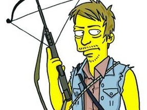 Artist Adrien Noterdaem recreates Daryl Dixon from Walking Dead as a Simpsons character.