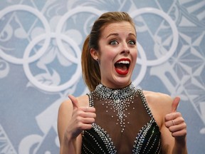 Ashley Wagner of the U.S. reacts in the "kiss and cry" area during the Figure Skating Women's Short Program at the Sochi 2014 Winter Olympics, February 19, 2014.  (REUTERS)