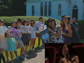 A YouTube screengrab from Alex Chuang's lip-dub proposal video.