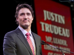 The leader of the Liberal Party of Canada, Justin Trudeau, during his speech at the Biennial Convention of the Liberal Party of Canada at the Palais des Congrès in Montreal this Saturday, February 22, 2014.
JOEL LEMAY / QMI AGENCY