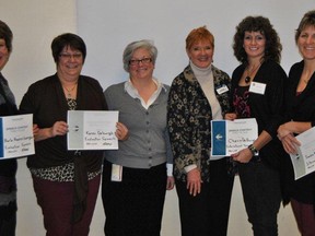 Submitted photo
The Sydenham Toastmasters held their first speaking contest on Tuesday, February 11, 2014. Winners from left to right, Barbara Noorenberghe, first place evaluation contest; Karen Debergh, second place evaluation contest; Darla Delaire, area governor; Joanne Martin vice-president education; Cherie DeBurger, first place speech contest; Sandra Maltby-Mills, second place speech contest.