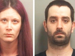 Champagne Gillis, 31, and Thomas Phillips, 38, face child neglect charges after being arrested on Friday. (Palm Beach County Sheriff's Office)