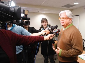 Fred Hahn speaks to reporters at a news conference about the Bonfield strike earlier this year.