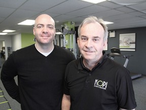 Physiotherapist Tom Doulas, left, and sports medicine physician Dr. Michael O'Connor, inside the Kingston Orthopaedic and Pain Institute, in Kingston, have noticed an increased number of concussions referred to them.
MICHAEL LEA\THE WHIG STANDARD\QMI AGENCY