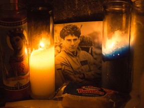 A memorial to recently deceased actor Harold Ramis is seen outside the Hook & Ladder 8 Firehouse in New York February 25, 2014. The firehouse was the main location in the film Ghostbusters and Ghostbusters 2, which Ramis co-starred in and co-wrote. (REUTERS/Andrew Kelly)
